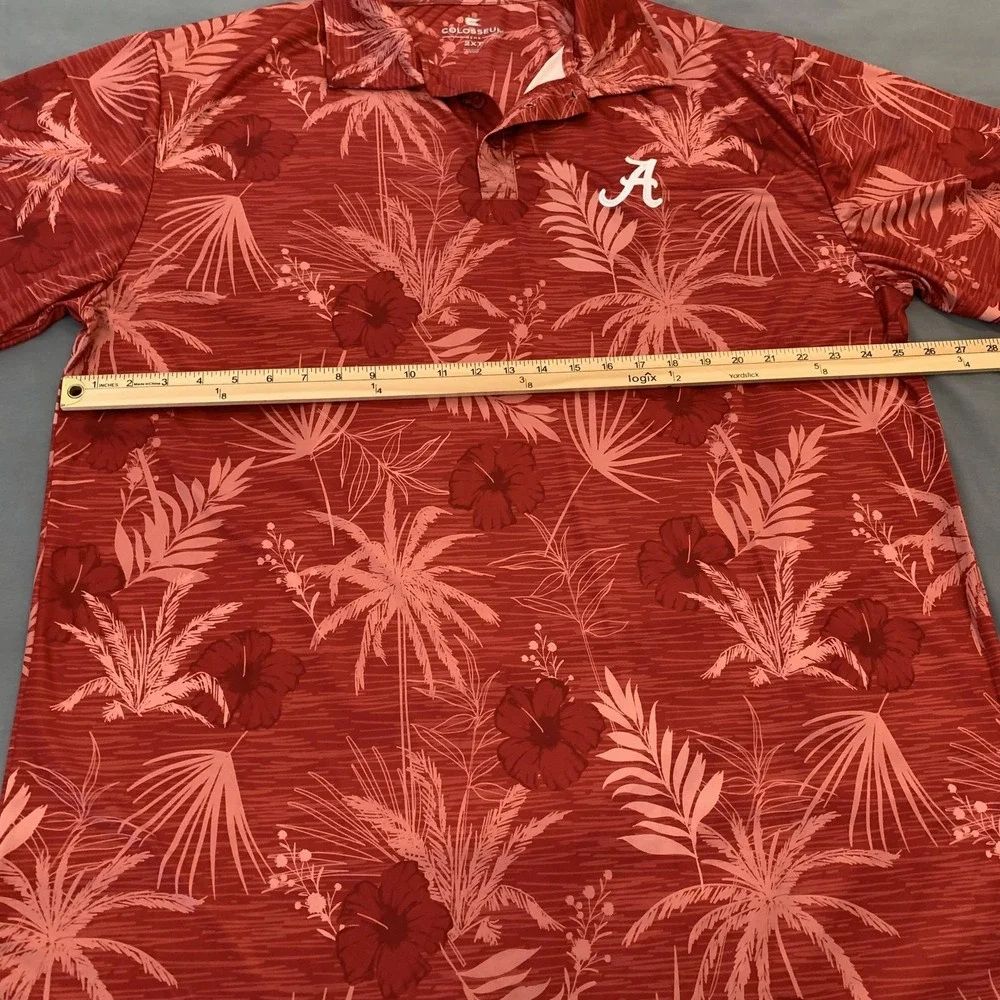 Alabama Crimson Tide Shirt Mens 2XL Red NCAA Football Hawaiian Polo‎ Colosseum